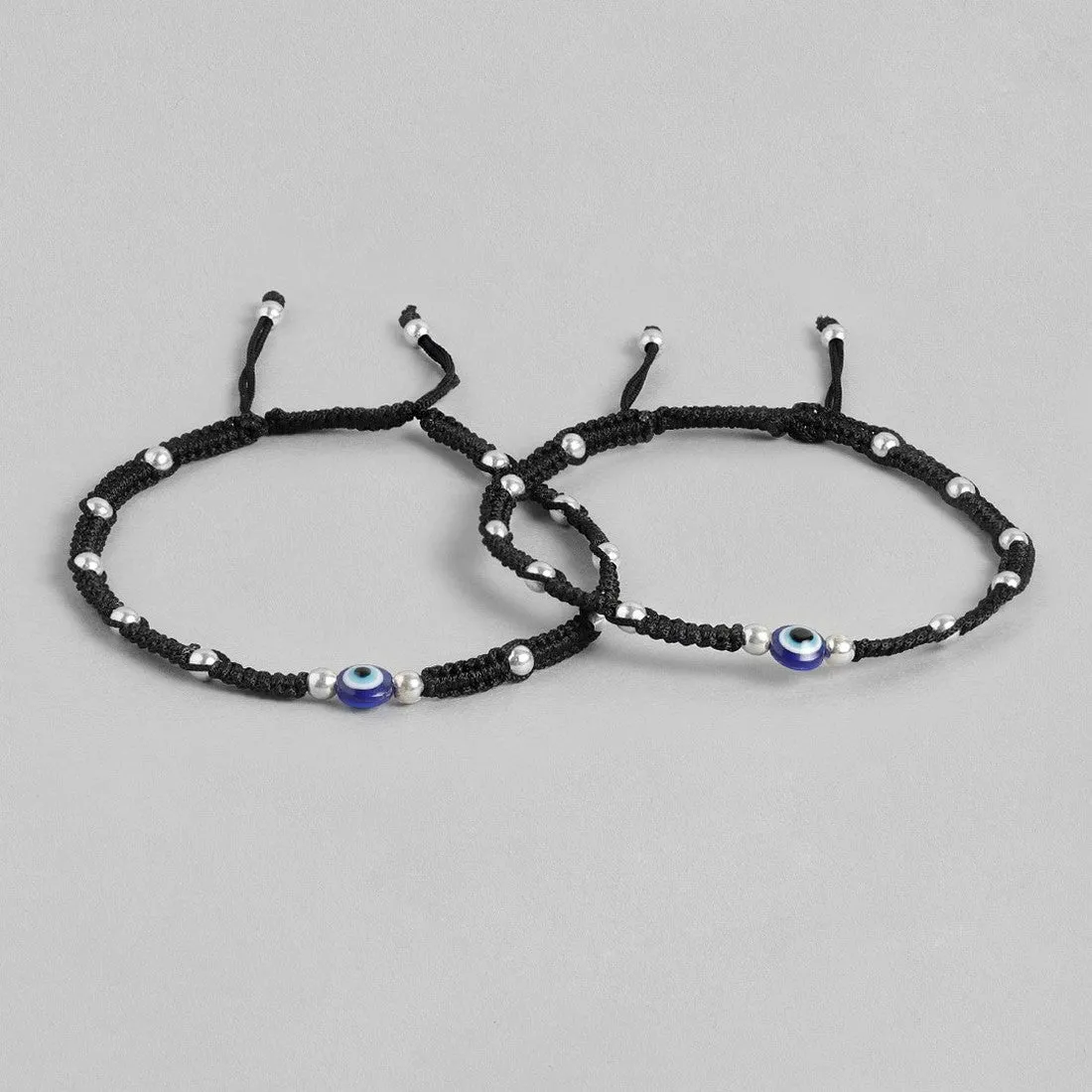 Beaded Evil Eye 925 Sterling Silver Thread Anklet