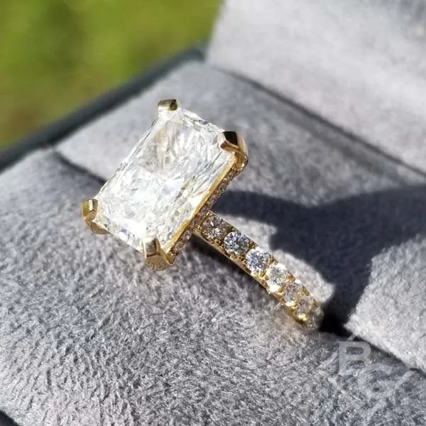 Ben Garelick Elongated Radiant Hidden Halo Diamond Engagement Ring