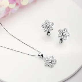 Blooming Harmony Floral 925 Silver Jewellery Set