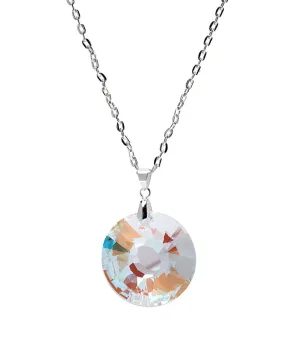Blue Aurora Borealis Swarovski Crystal Limited Edition Circular Pendant Necklace