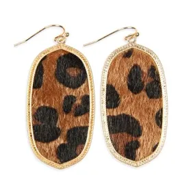 Brown Leopard Print Drop Earrings