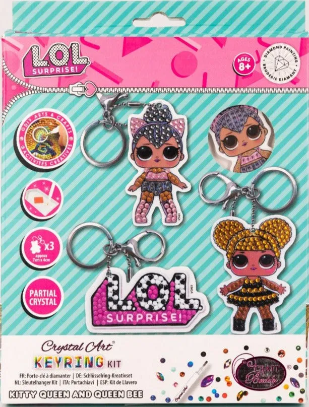 CAKC-LOLSET01: "Kitty Queen & Queen Bee" Crystal Art Keyring Kit