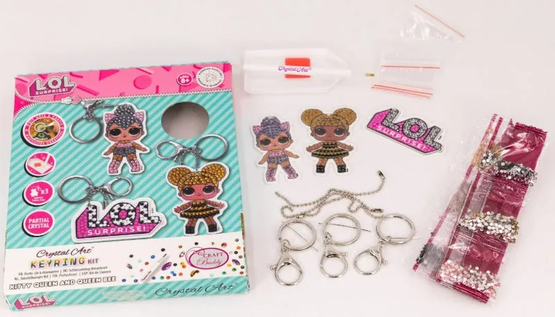 CAKC-LOLSET01: "Kitty Queen & Queen Bee" Crystal Art Keyring Kit
