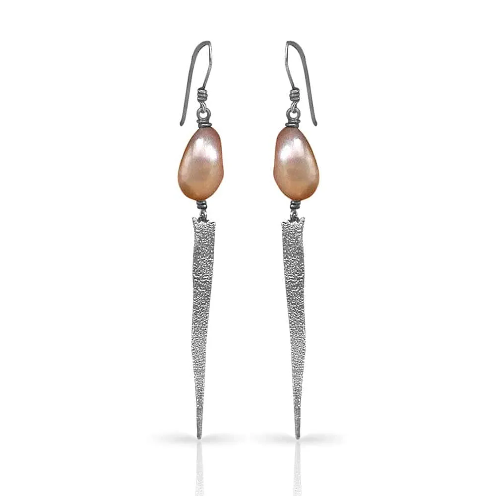 CAMILLA WEST JEWELLERY Heat Textured Silver Earrings - Pearls