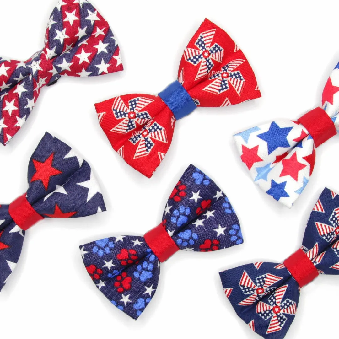 Cat Bow Tie - "Americana" - Stars & Stripes Bowtie for Cat / Independence Day, 4th of July, Patriotic / Fits Cats   Small Dogs (One Size)