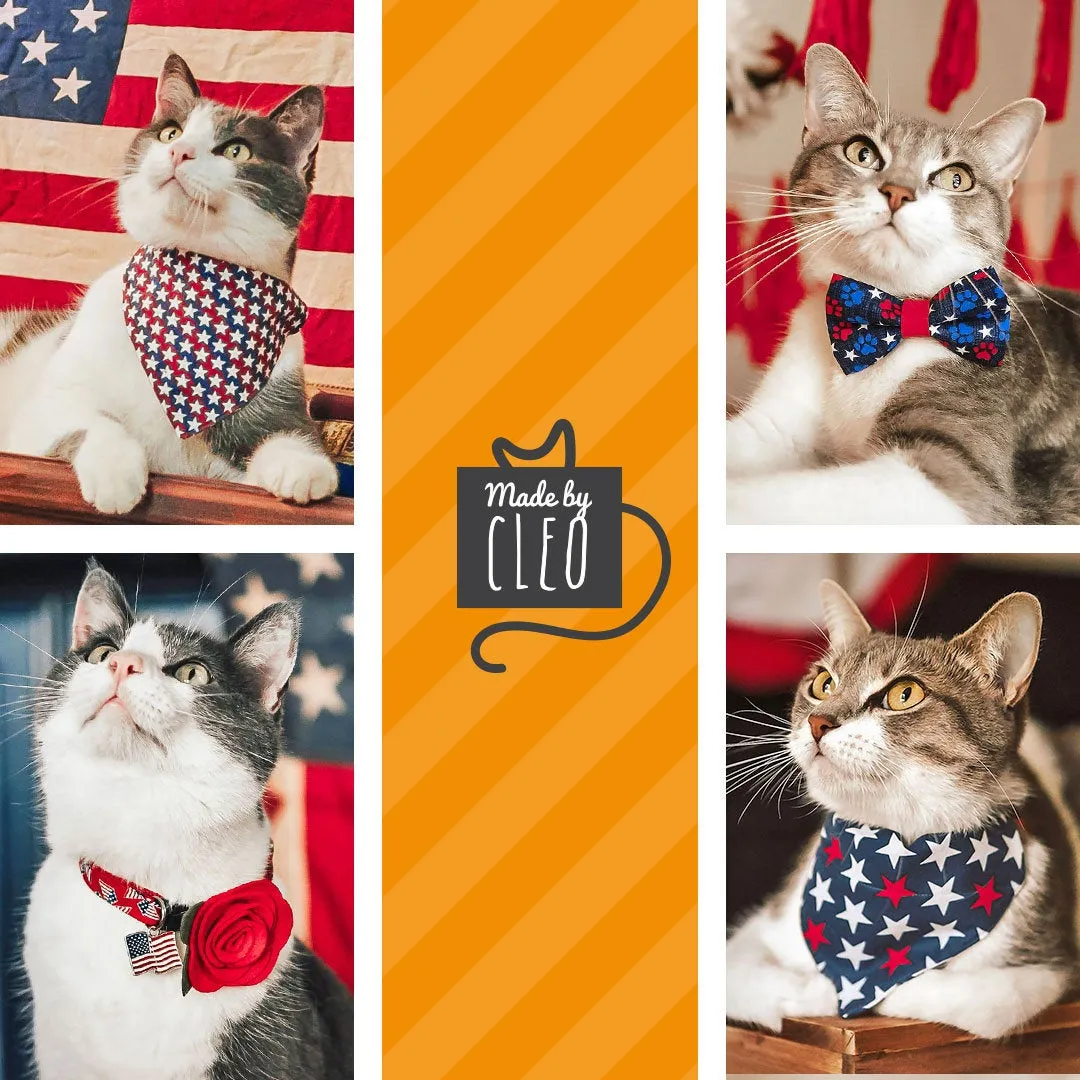 Cat Bow Tie - "Americana" - Stars & Stripes Bowtie for Cat / Independence Day, 4th of July, Patriotic / Fits Cats   Small Dogs (One Size)