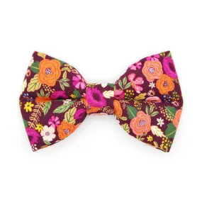 Cat Bow Tie - "Harvest Wine" - Burgundy Plum Floral Bow Tie for Cat / Fall, Autumn, Thanksgiving / Cat   Small Dog Bowtie