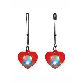 Charmed Silicone Light-Up Heart Tweezer Nipple Clamps