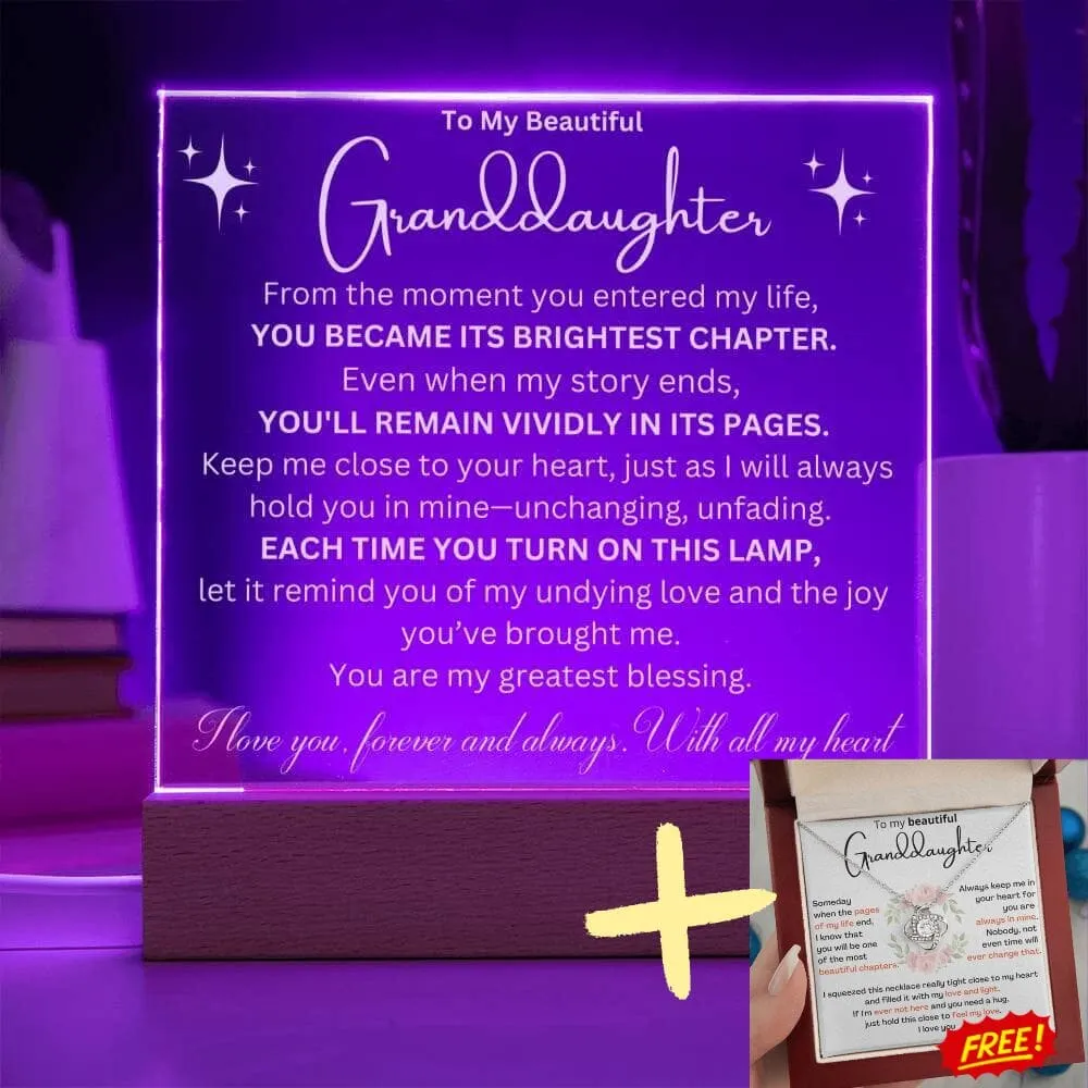 Cherished Moments: Granddaughter's  LED Acrylic Love Plaque   LoveKnot Perfect Bundle