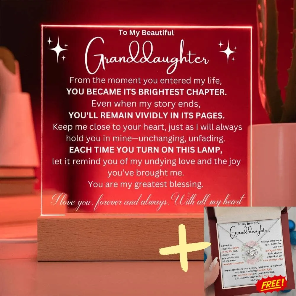 Cherished Moments: Granddaughter's  LED Acrylic Love Plaque   LoveKnot Perfect Bundle