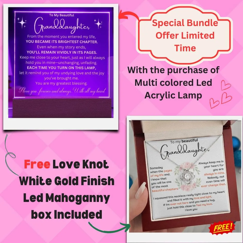 Cherished Moments: Granddaughter's  LED Acrylic Love Plaque   LoveKnot Perfect Bundle