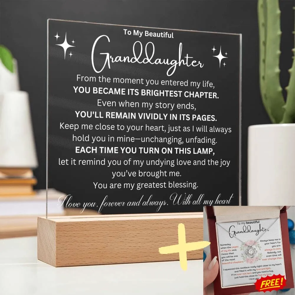 Cherished Moments: Granddaughter's  LED Acrylic Love Plaque   LoveKnot Perfect Bundle
