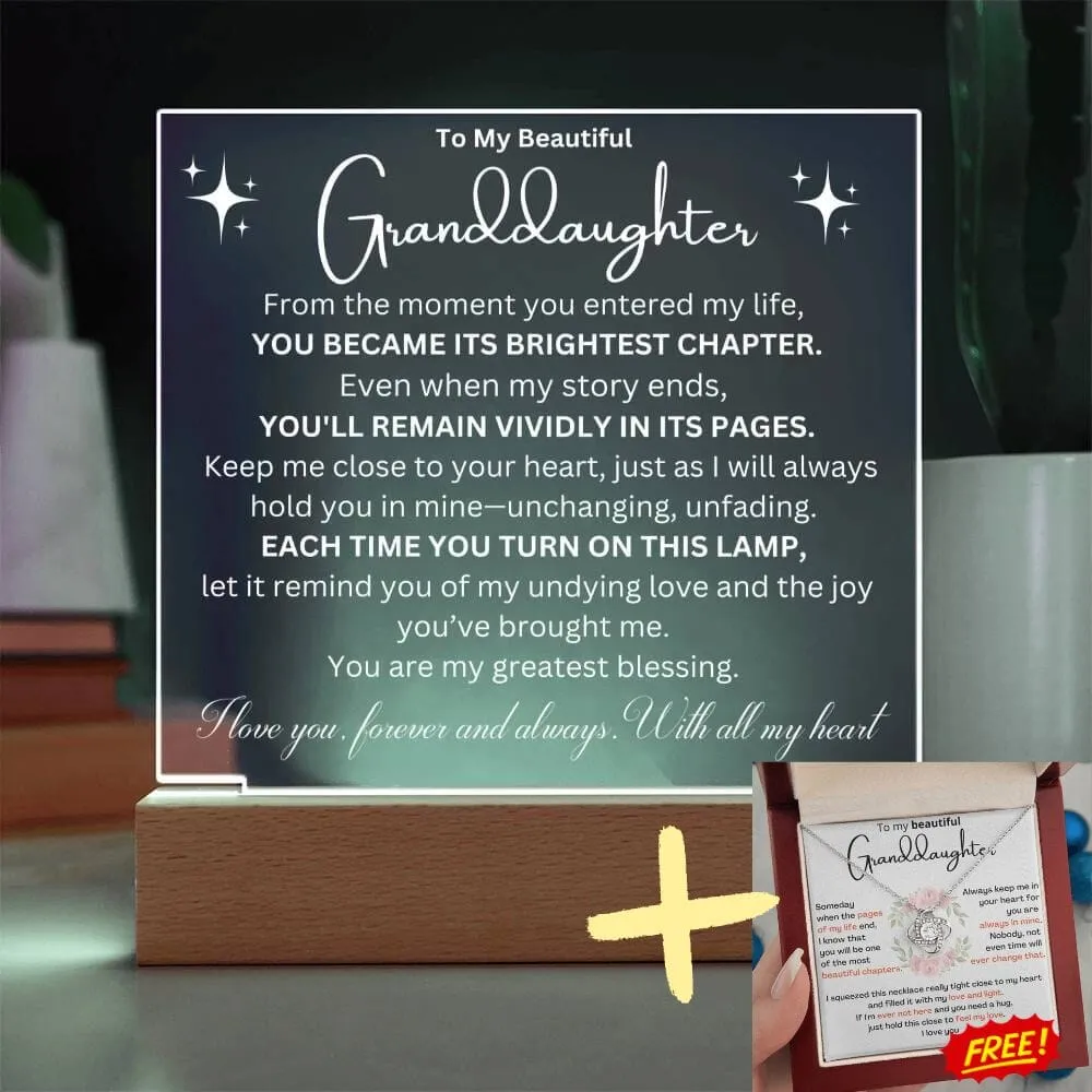 Cherished Moments: Granddaughter's  LED Acrylic Love Plaque   LoveKnot Perfect Bundle