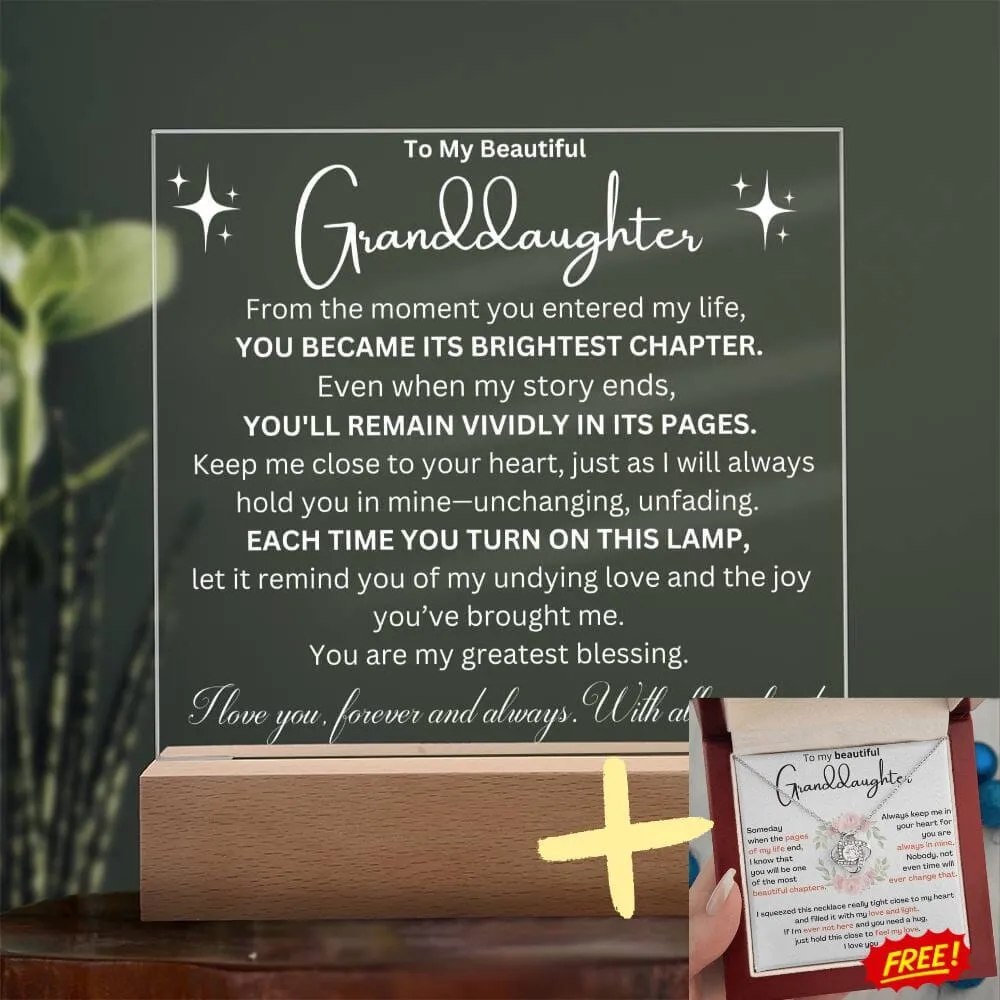 Cherished Moments: Granddaughter's  LED Acrylic Love Plaque   LoveKnot Perfect Bundle