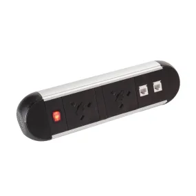 Chroma clip-on power module 2 x UK sockets, 2 x RJ45 sockets