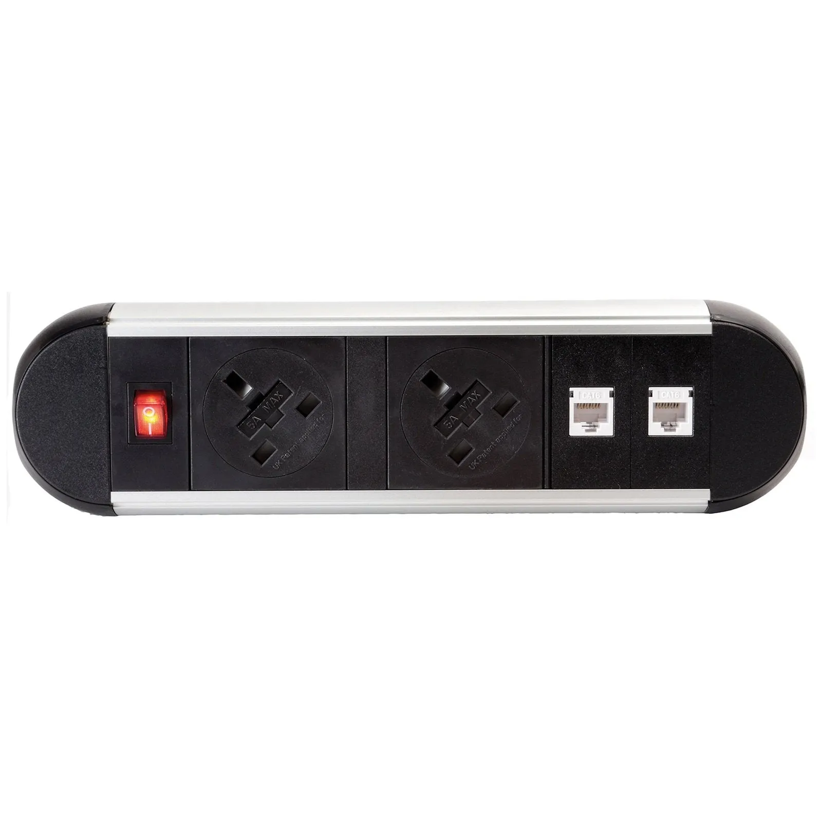Chroma clip-on power module 2 x UK sockets, 2 x RJ45 sockets