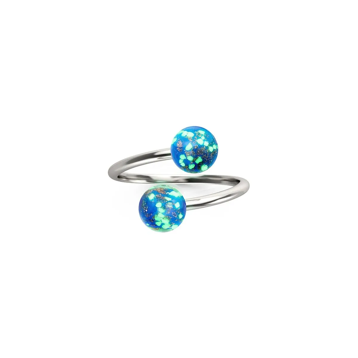 Cobalt | .925 Sterling Silver | Firefly Glass | Infinity Helix Ring