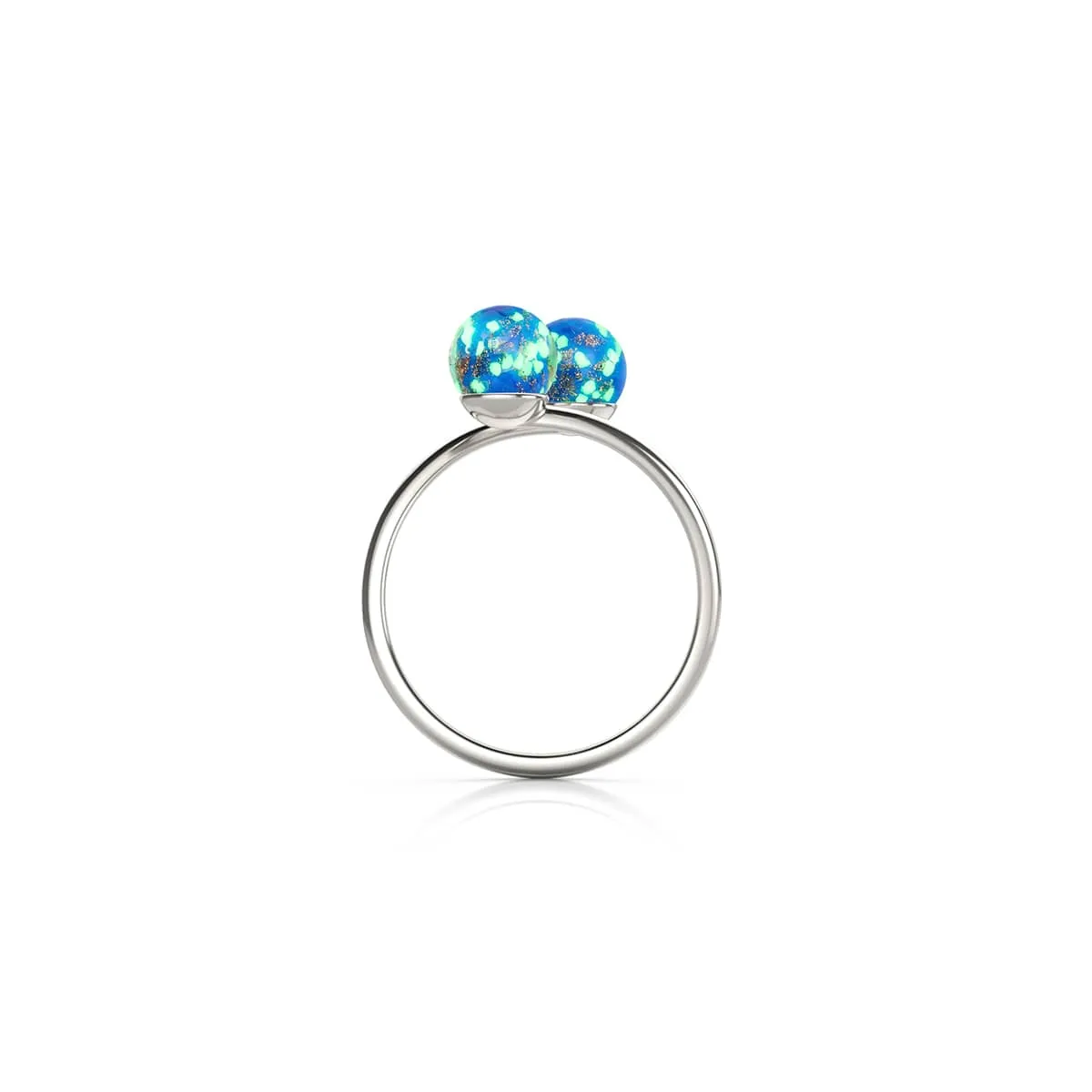 Cobalt | .925 Sterling Silver | Firefly Glass | Infinity Helix Ring