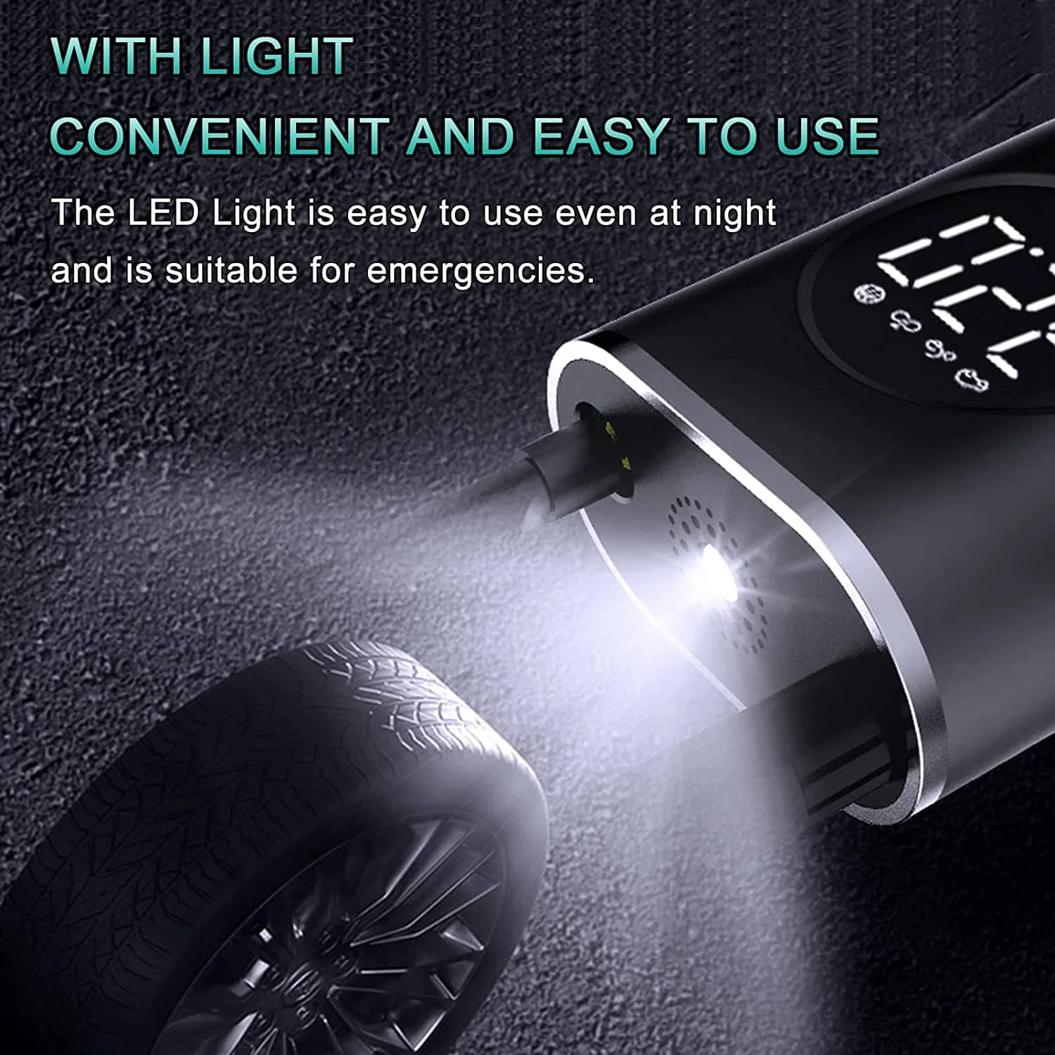 Cpplia Wireless Air Pump Digital Tire Pressure Detection LED Tire Inflator