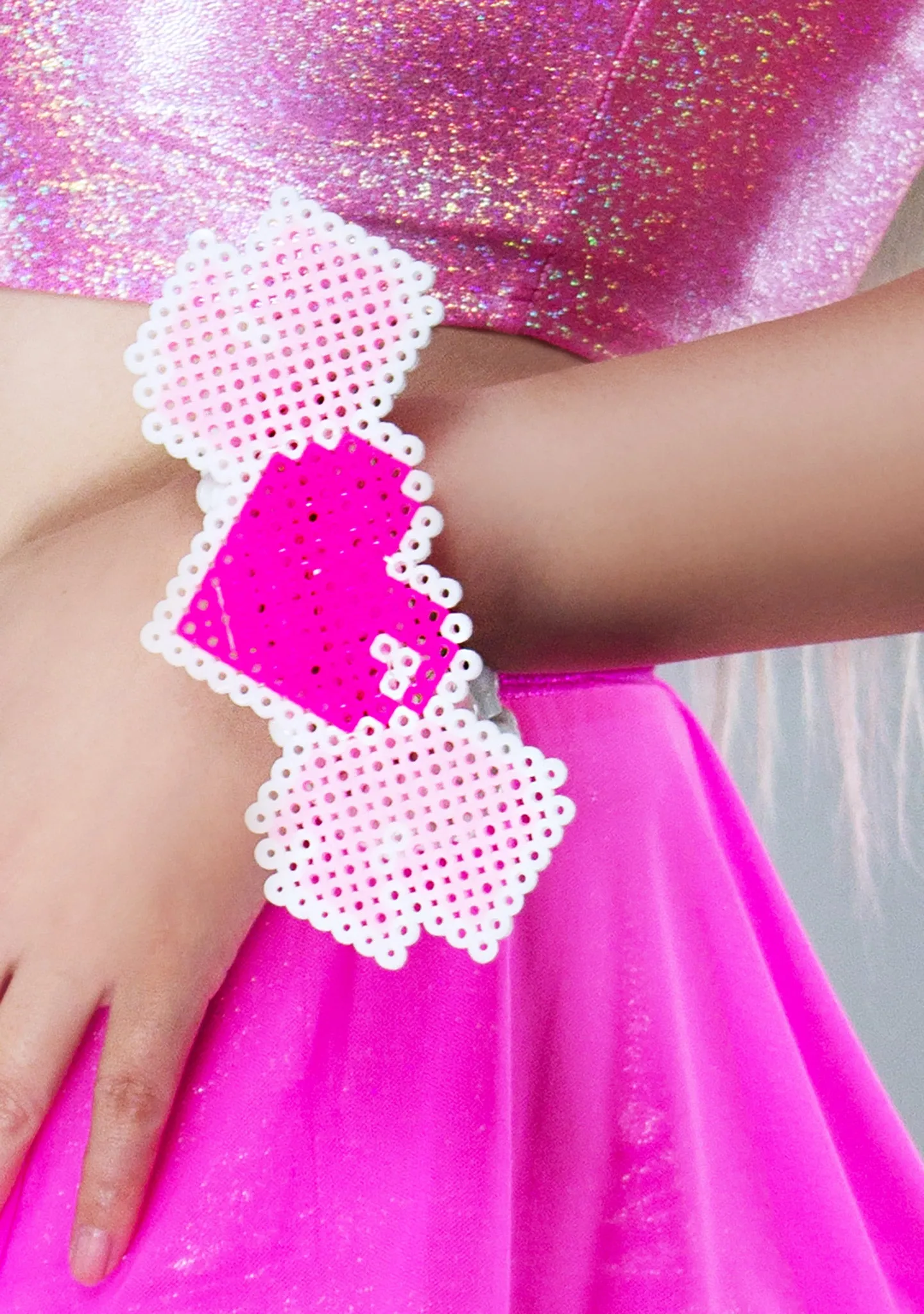 Cyber Hearts Light Up Pendant Rave Kandi Bracelet