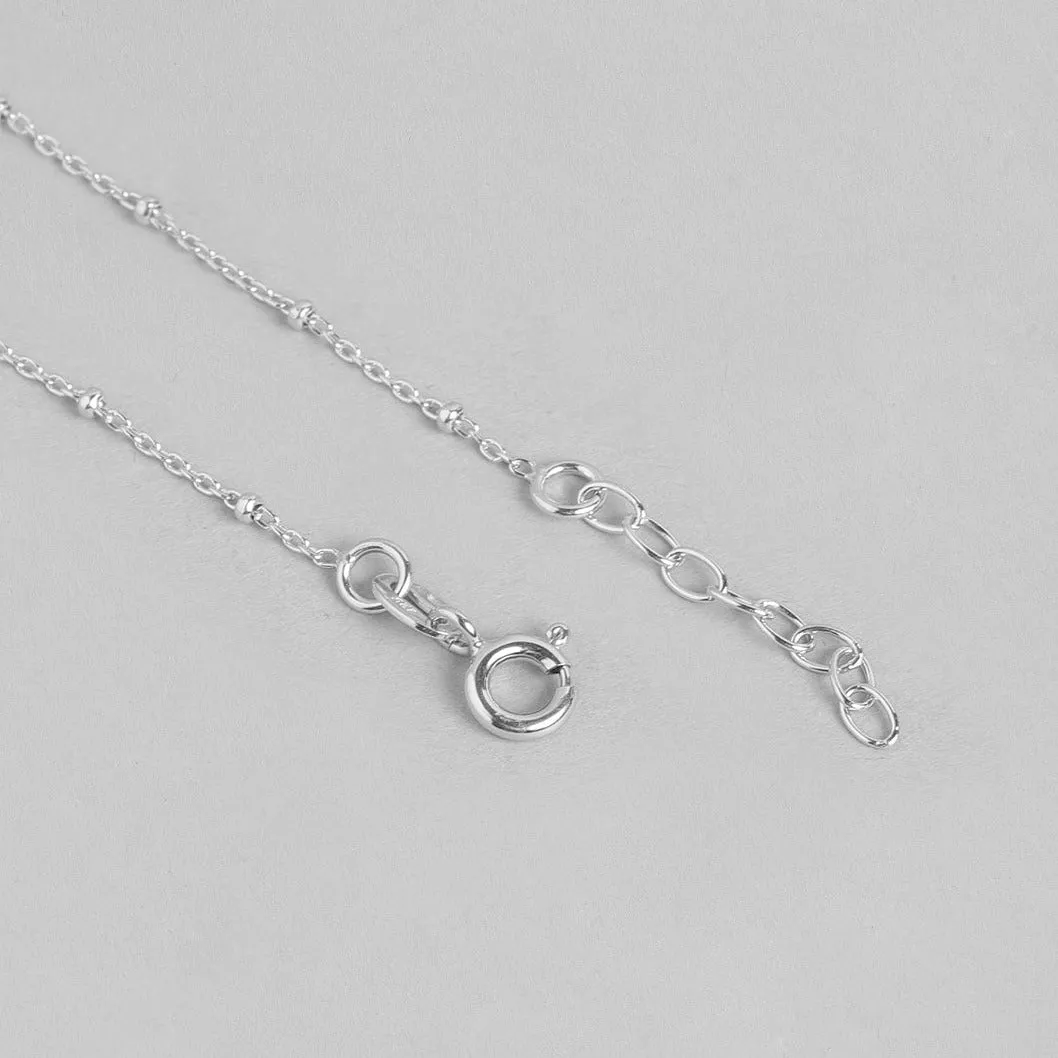 CZ Drop Rhodium Plated 925 Sterling Silver Chain Anklet