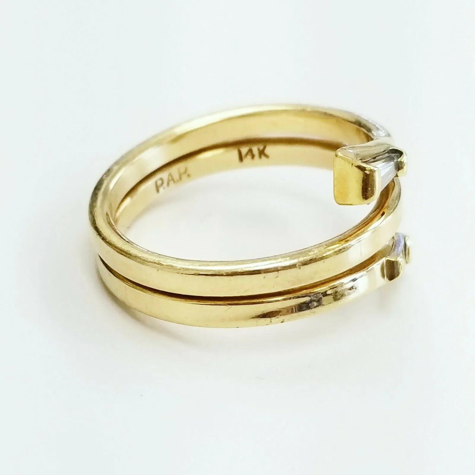 Diamond Ring 14k Yellow Gold Natural 0.20 CTW Tapered Baguette Diamonds Size 9