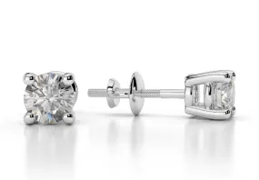 Diamond Stud Earrings Natural Round Cut 1.50CT J Color VVS2 Clarity 14K GOLD