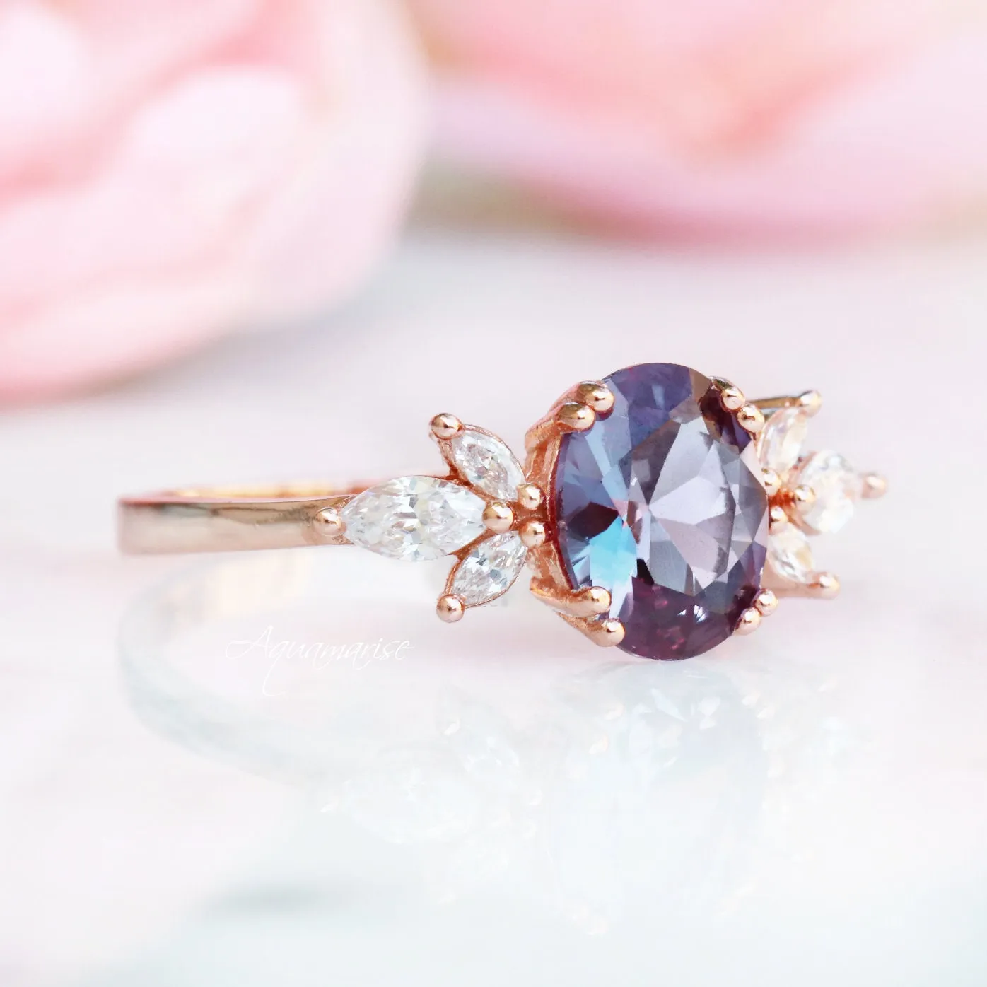 Eva Alexandrite Ring- 14K Rose Gold Vermeil
