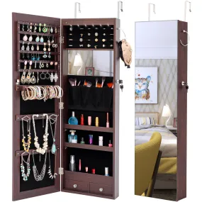 Fashion Simple JewelryStorage Mirror Cabinet With LED Lights Can Be Hung On The Door Or Wall