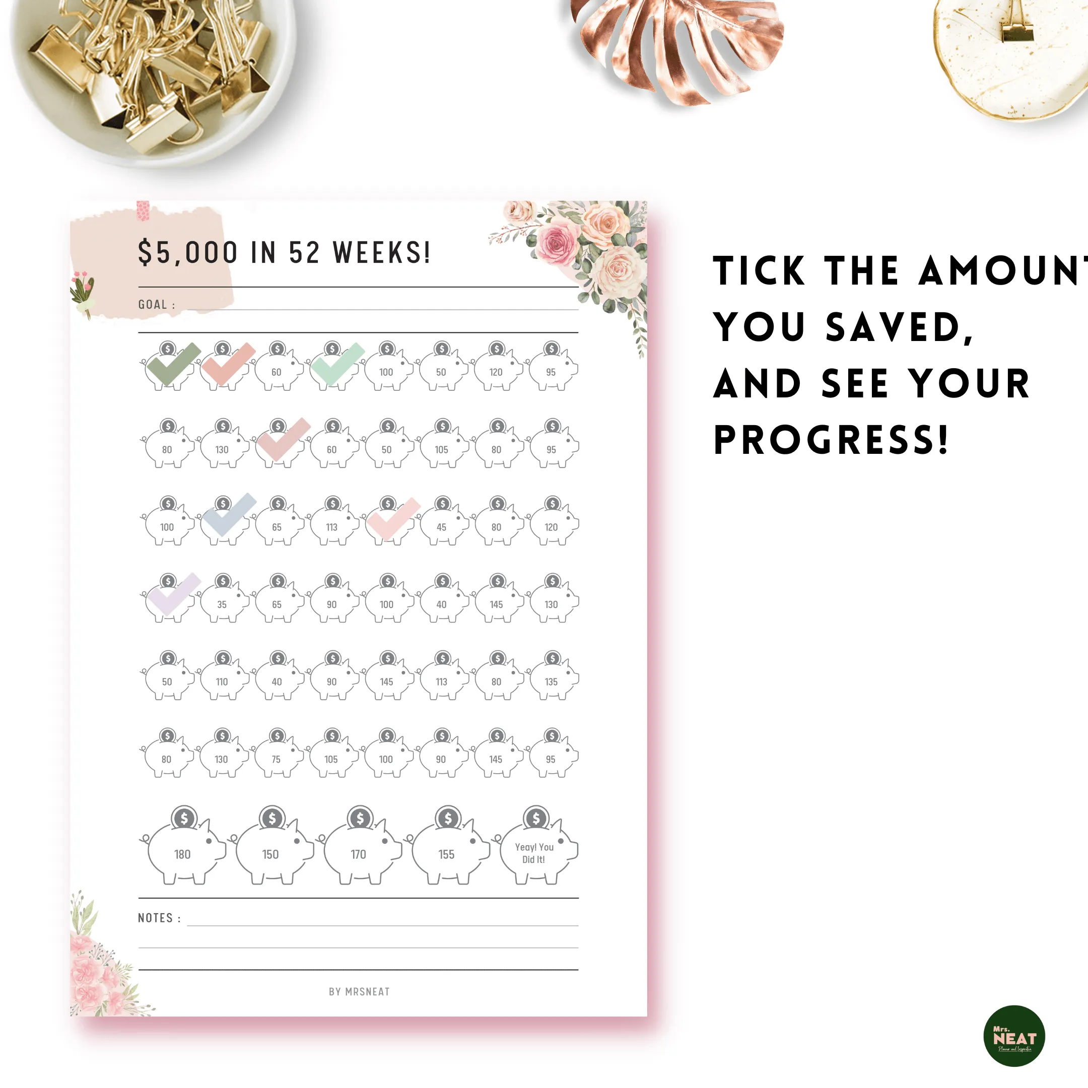 Floral $5,000 Money Savings Challenge - M084