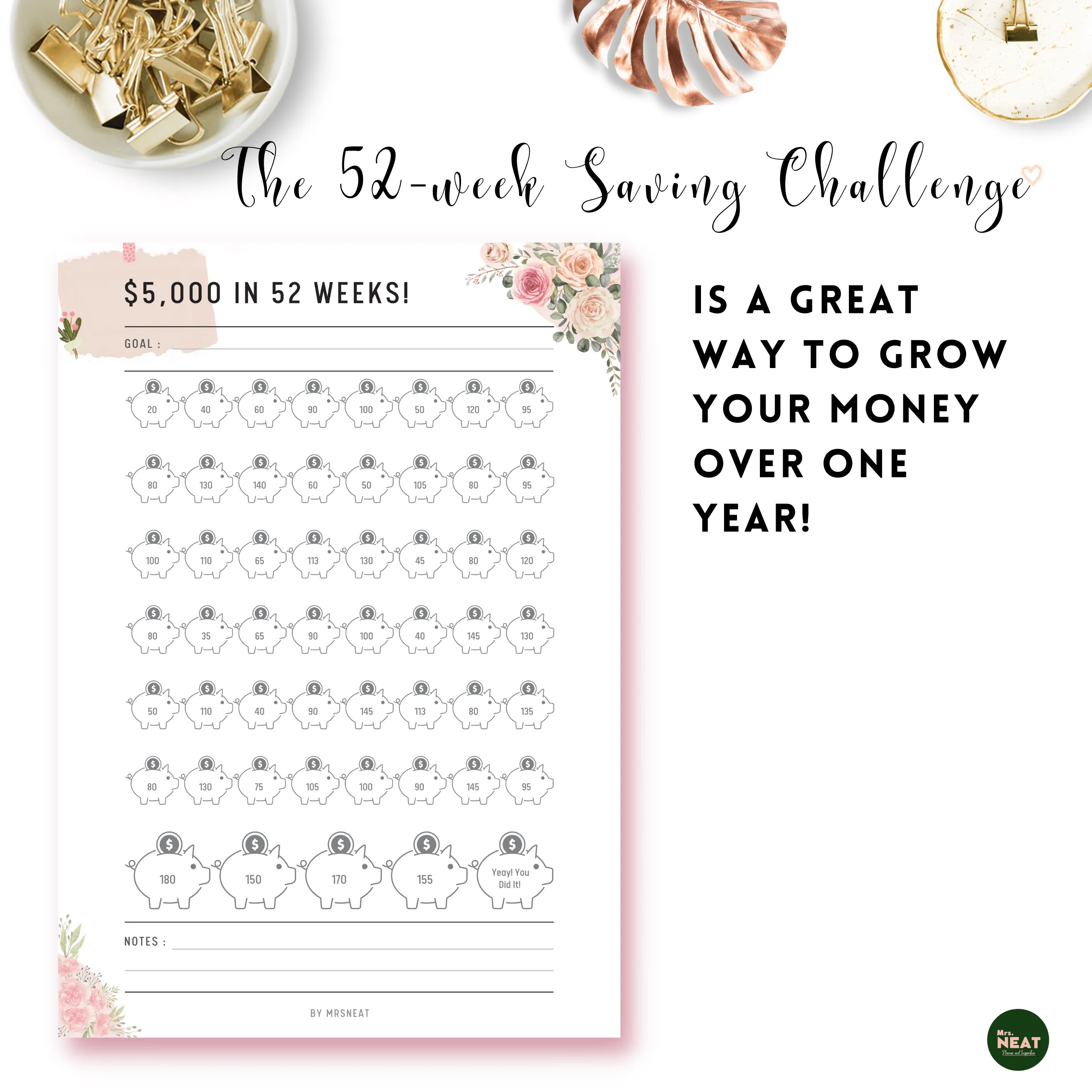 Floral $5,000 Money Savings Challenge - M084
