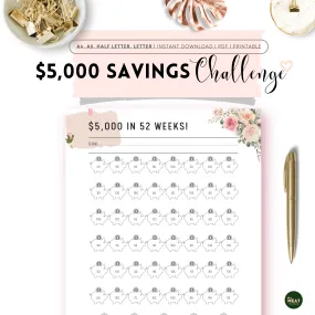 Floral $5,000 Money Savings Challenge - M084