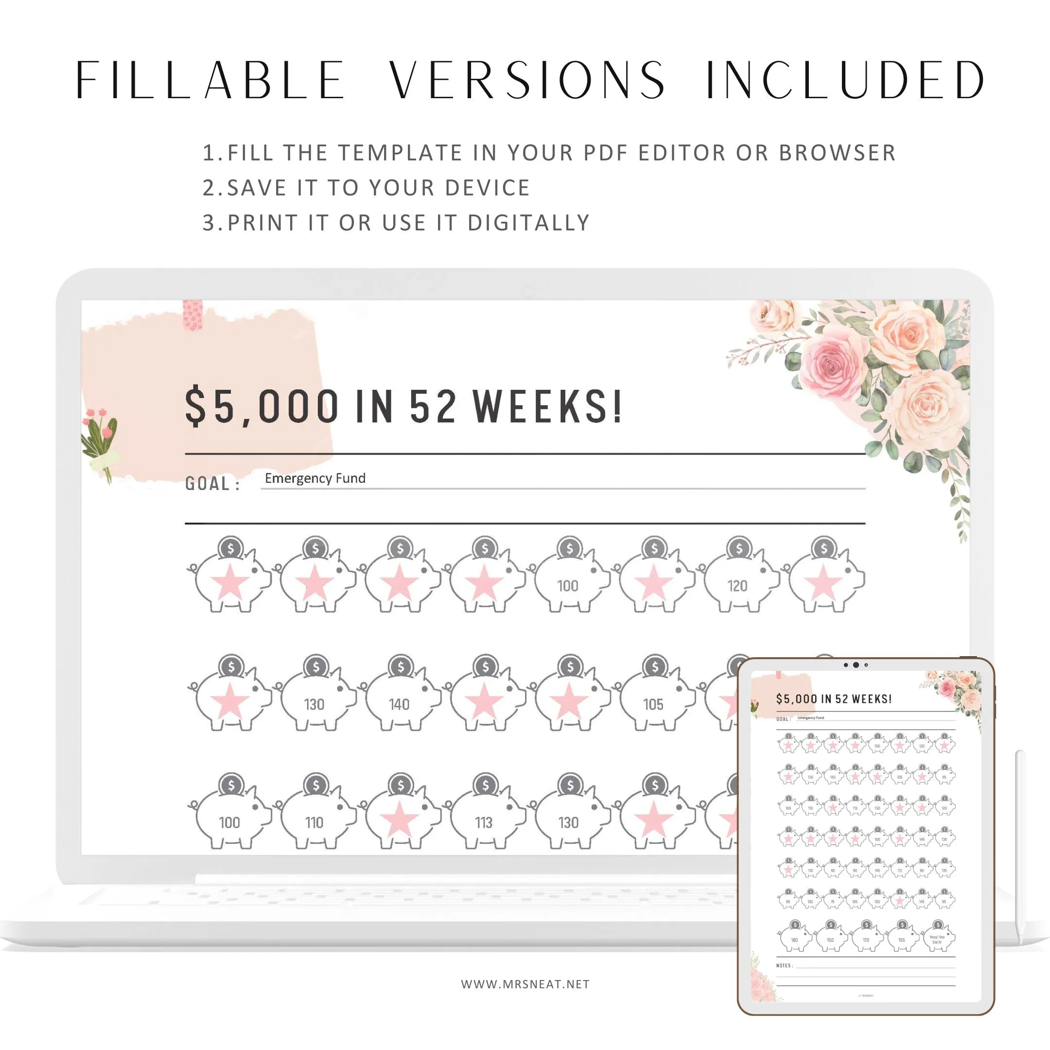 Floral $5,000 Money Savings Challenge - M084