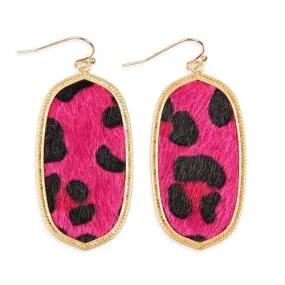 Fuchsia Leopard Print Drop Earrings