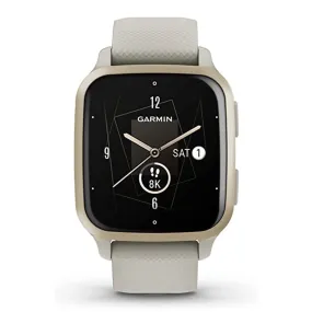 Garmin Venu Sq 2 Cream Gold and French Gray Music Edition All-Day Health Monitoring Long-Lasting Battery Life GPS Smartwatch - 010-02700-02