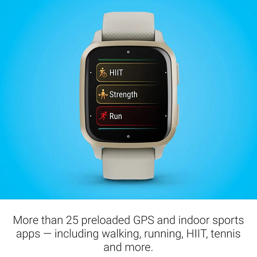 Garmin Venu Sq 2 Cream Gold and French Gray Music Edition All-Day Health Monitoring Long-Lasting Battery Life GPS Smartwatch - 010-02700-02
