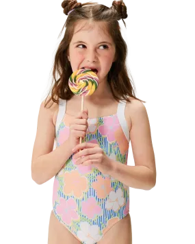 Girls Tiny Flower Swimsuit in Ultramarine & Teenie Flower