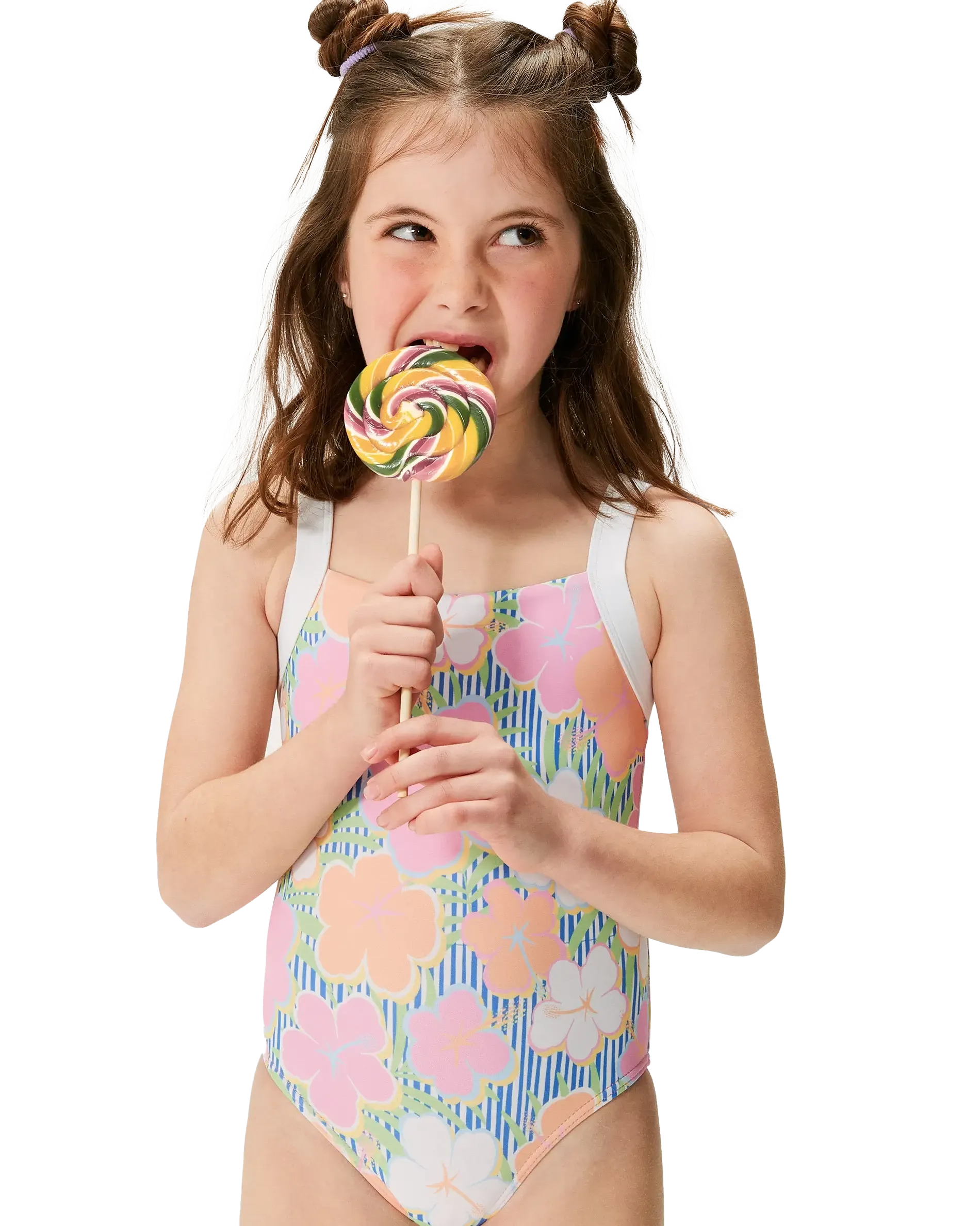 Girls Tiny Flower Swimsuit in Ultramarine & Teenie Flower