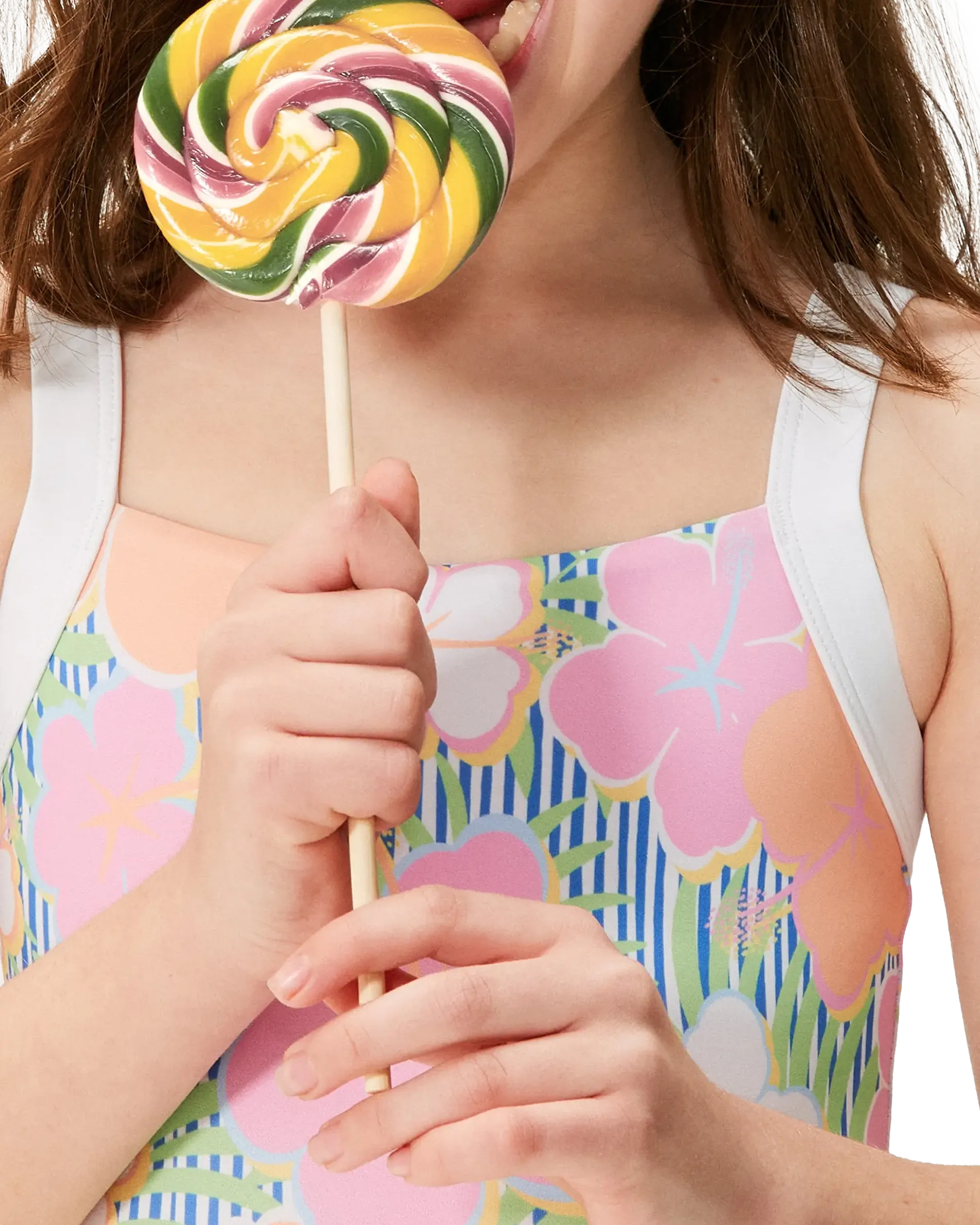 Girls Tiny Flower Swimsuit in Ultramarine & Teenie Flower