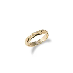 Hawaiian Heirloom Old English Scroll Ring in Gold - 3mm
