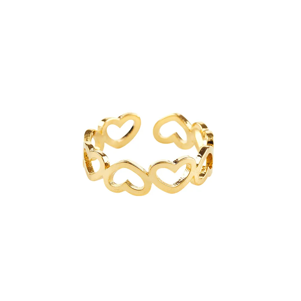 Heart Design Amore Open Ring (Adjustable)