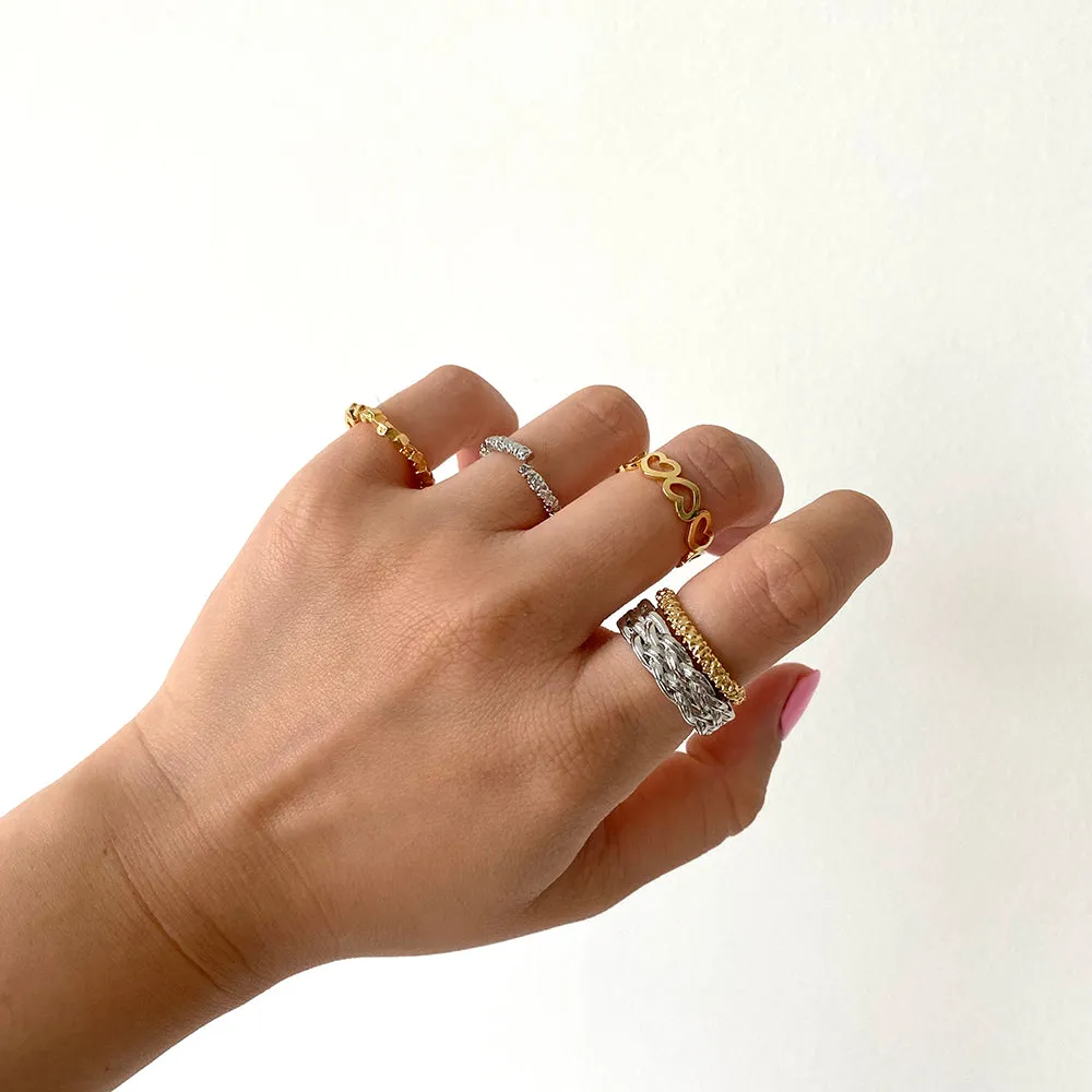 Heart Design Amore Open Ring (Adjustable)