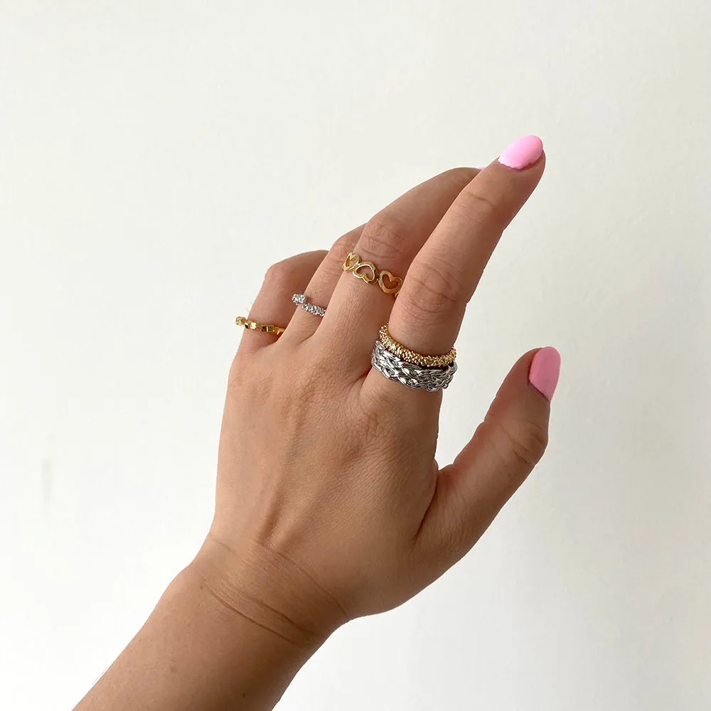 Heart Design Amore Open Ring (Adjustable)