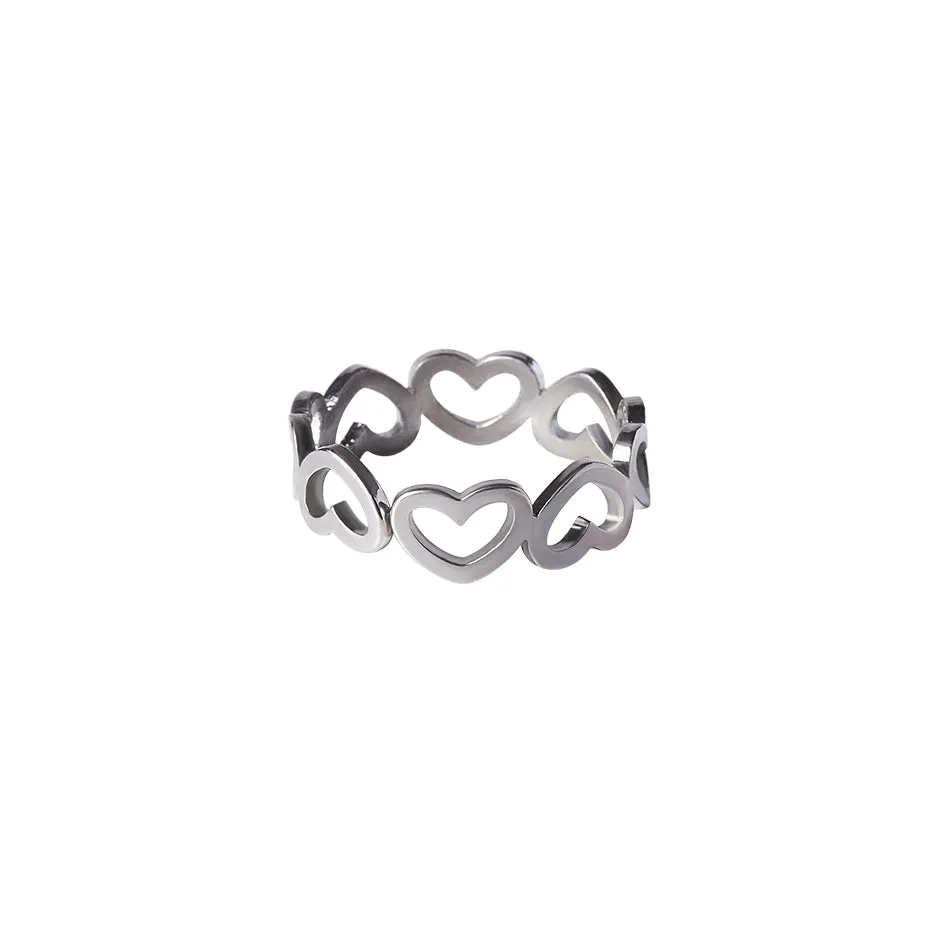 Heart Design Amore Open Ring (Adjustable)