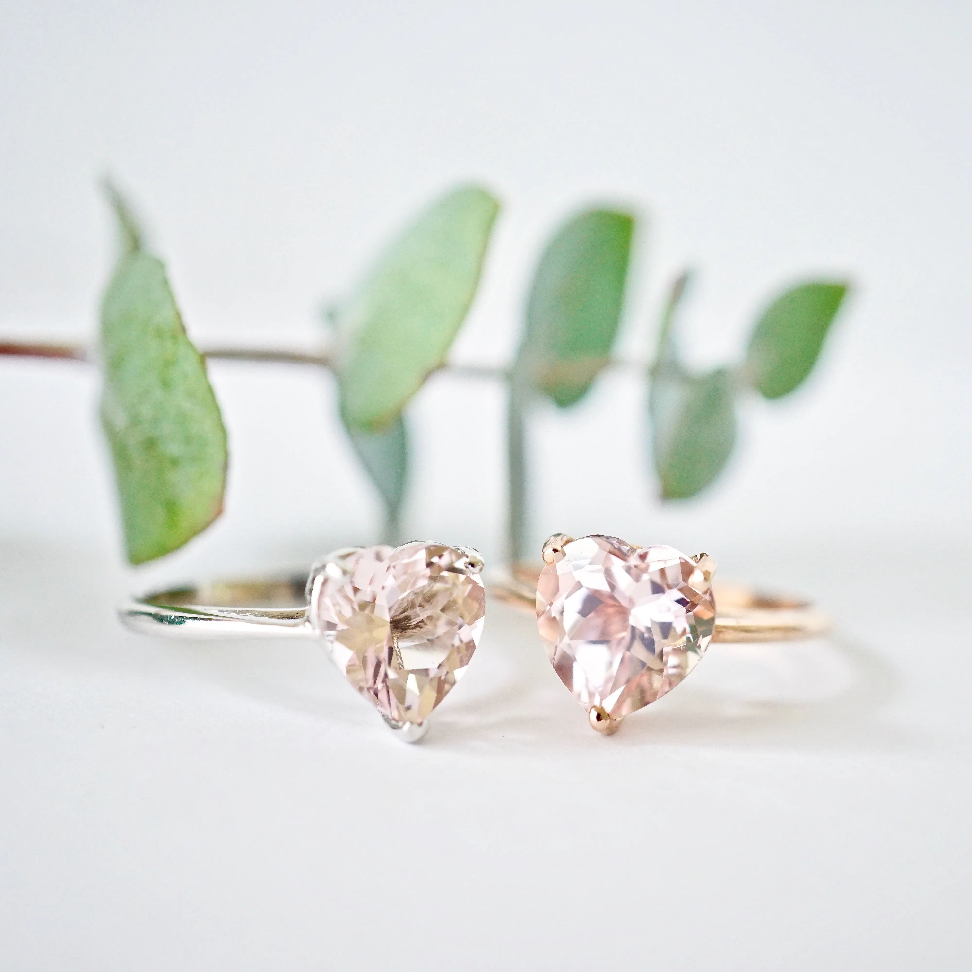 Heart Morganite Engagement Ring Rose Gold - Heart Shape Morganite Ring -