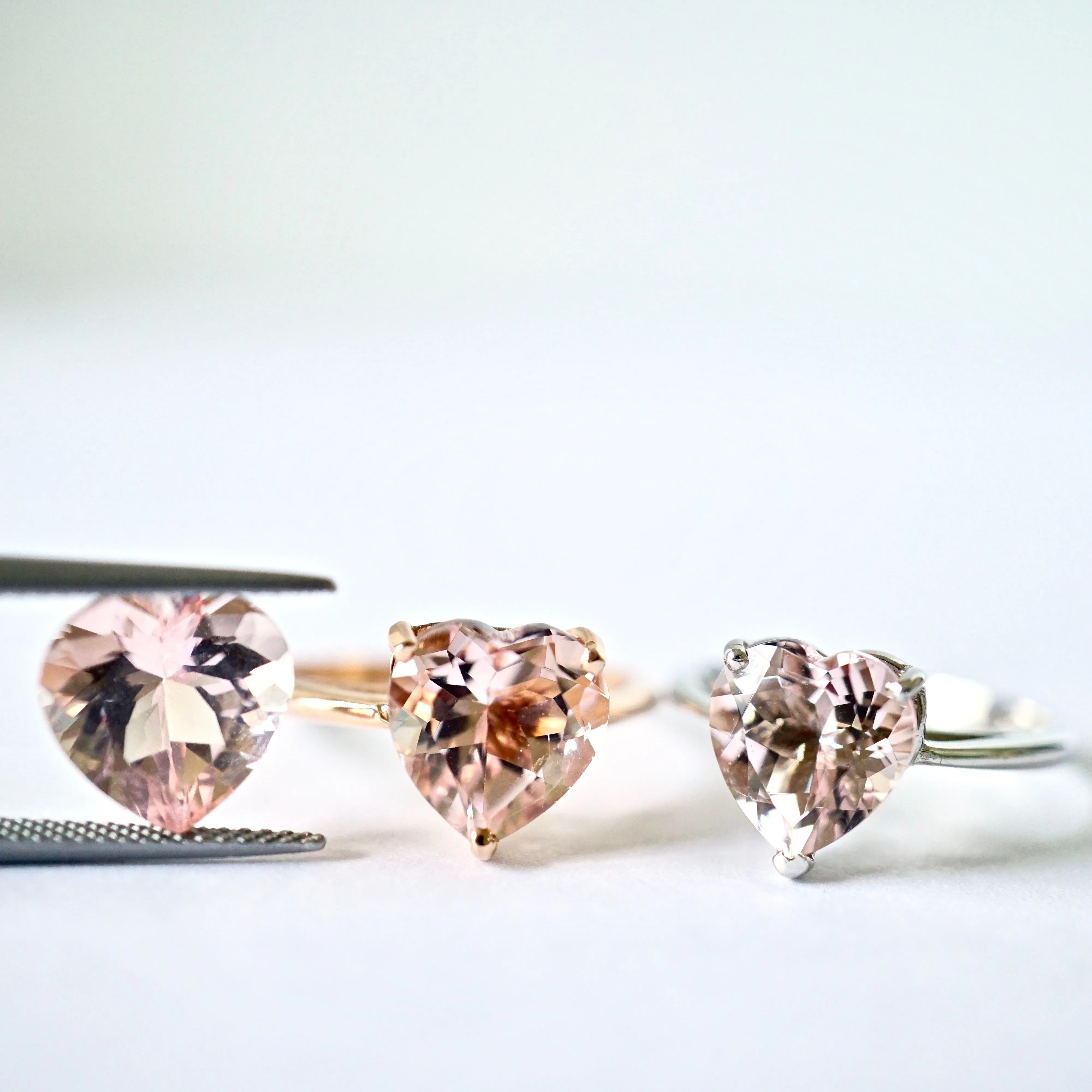Heart Morganite Engagement Ring Rose Gold - Heart Shape Morganite Ring -