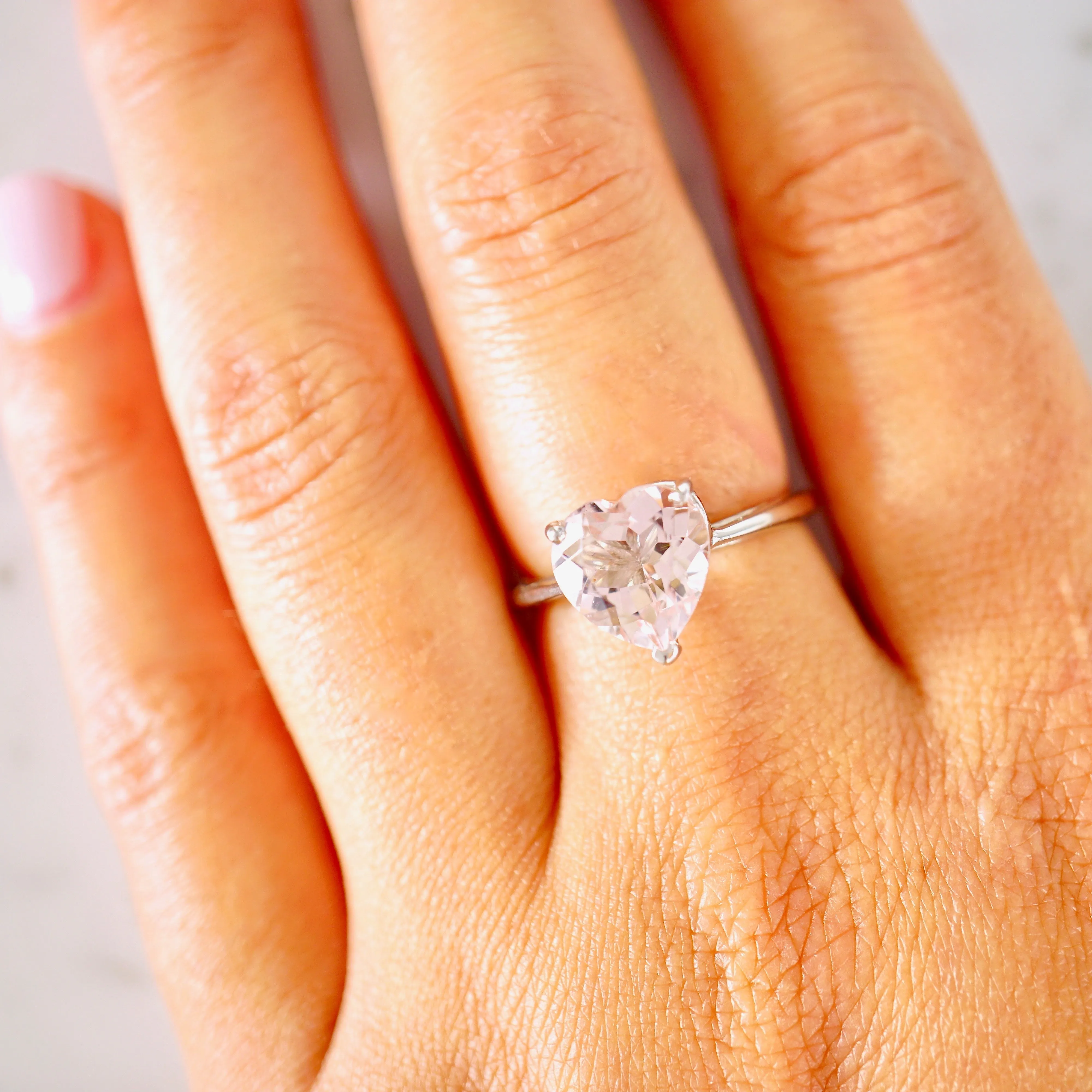 Heart Morganite Engagement Ring Rose Gold - Heart Shape Morganite Ring -