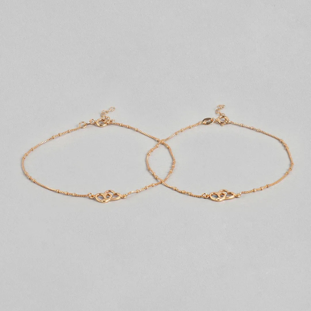 Hearts Rose-Gold plated 925 Anklet