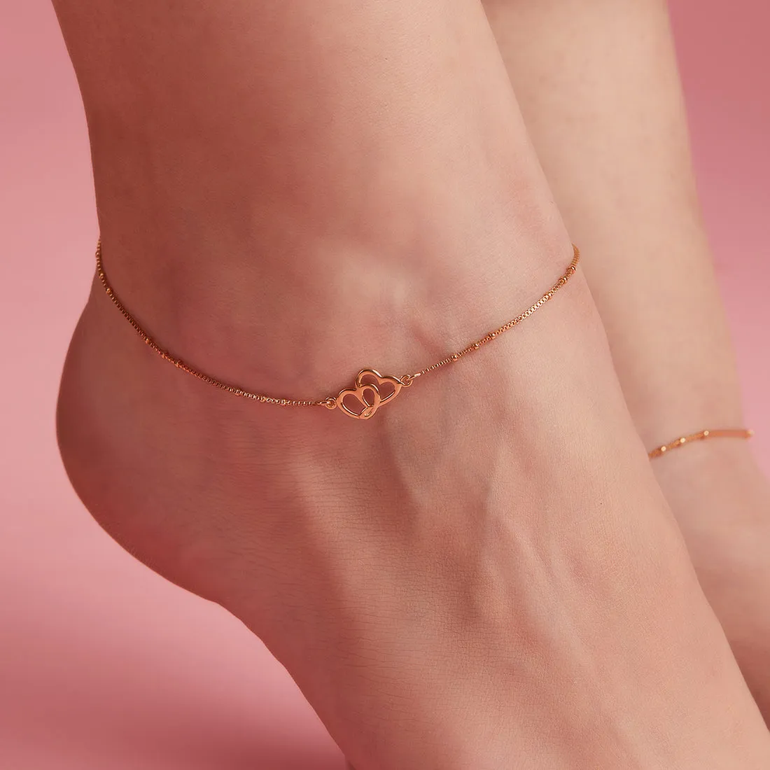 Hearts Rose-Gold plated 925 Anklet