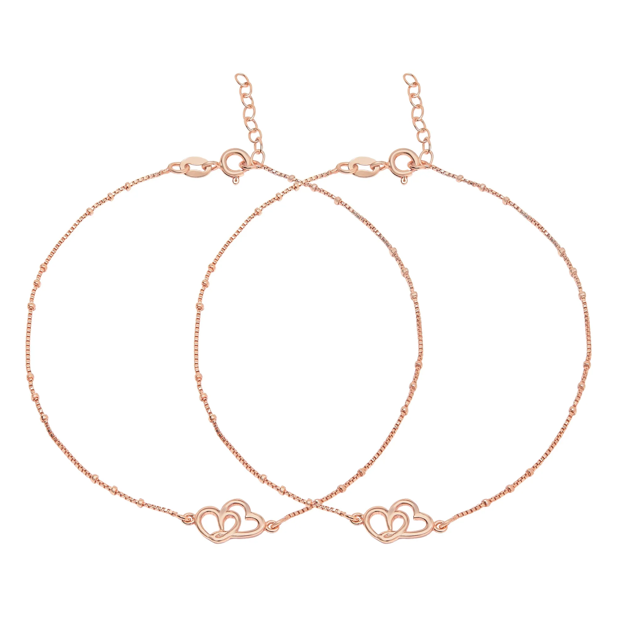 Hearts Rose-Gold plated 925 Anklet